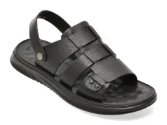 Sandale OTTER negre, D6202, din piele naturala imagine