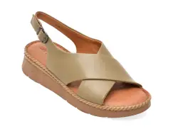 Sandale PASS COLLECTION kaki, KL60020, din piele naturala imagine