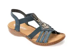 Sandale RIEKER albastre, 60800, din piele ecologica imagine