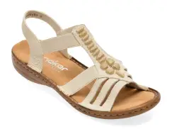 Sandale RIEKER albe, 60806, din piele ecologica imagine