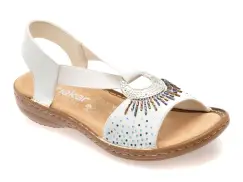 Sandale RIEKER albe, 60880, din piele ecologica imagine