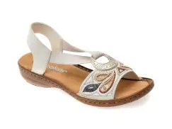 Sandale RIEKER albe, 608B4, din piele ecologica imagine