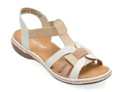 Sandale RIEKER albe, 65918, din piele ecologica imagine