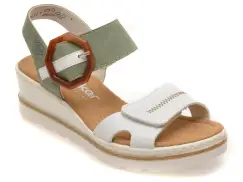 Sandale RIEKER albe, 67476, din piele ecologica imagine