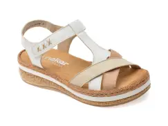 Sandale RIEKER albe, V0919, din piele ecologica imagine