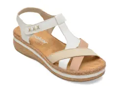 Sandale RIEKER albe, V0919, din piele ecologica imagine