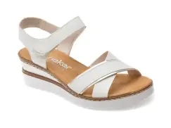 Sandale RIEKER albe, V38G9, din piele ecologica imagine