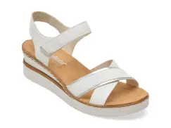 Sandale RIEKER albe, V38G9, din piele ecologica imagine