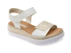 Sandale RIEKER albe, V4476, din piele ecologica imagine