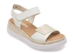 Sandale RIEKER albe, V4476, din piele ecologica imagine