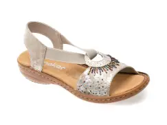 Sandale RIEKER argintii, 60880, din piele ecologica imagine