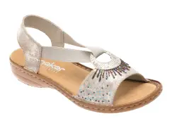 Sandale RIEKER argintii, 60880, din piele ecologica imagine