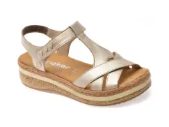 Sandale RIEKER aurii, V0919, din piele naturala imagine