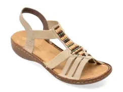 Sandale RIEKER bej, 60851, din piele ecologica imagine