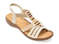 Sandale RIEKER bej, 60851, din piele ecologica imagine