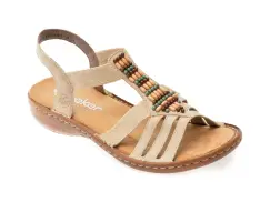 Sandale RIEKER bej, 60851, din piele ecologica imagine