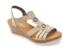 Sandale RIEKER bej, 619B2, din piele ecologica imagine