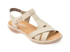 Sandale RIEKER bej, 65919, din piele naturala imagine