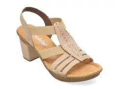 Sandale RIEKER bej, 66526, din piele ecologica imagine