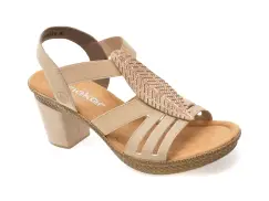 Sandale RIEKER bej, 66526, din piele ecologica imagine