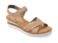 Sandale RIEKER bej, V38G9, din piele ecologica imagine