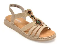 Sandale RIEKER bej, V9120, din piele ecologica imagine