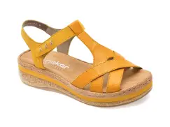 Sandale RIEKER galbene, V0919, din piele naturala imagine