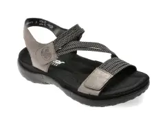 Sandale RIEKER gri, 64870, din piele ecologica imagine