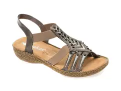 Sandale RIEKER gri, 65861, din piele ecologica imagine