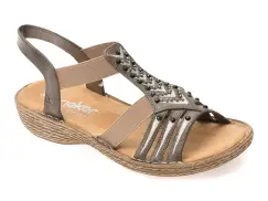 Sandale RIEKER gri, 65861, din piele ecologica imagine
