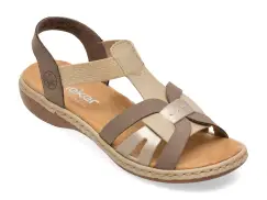 Sandale RIEKER gri, 65918, din piele ecologica imagine