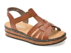 Sandale RIEKER maro, 62918, din piele ecologica imagine