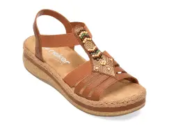 Sandale RIEKER maro, V0921, din piele ecologica imagine