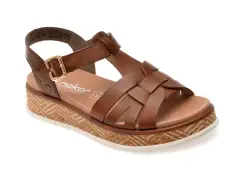 Sandale RIEKER maro, W0853, din piele naturala imagine