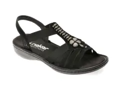 Sandale RIEKER negre, 60806, din piele ecologica imagine