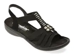 Sandale RIEKER negre, 60806, din piele ecologica imagine