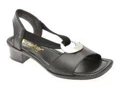 Sandale RIEKER negre, 62662, din piele naturala imagine