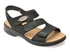 Sandale RIEKER negre, 64573, din piele naturala imagine