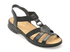 Sandale RIEKER negre, 64574, din piele naturala imagine