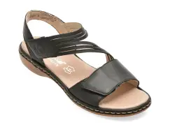 Sandale RIEKER negre, 65964, din piele naturala imagine