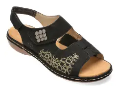 Sandale RIEKER negre, 65989, din piele ecologica imagine