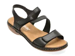 Sandale RIEKER negre, 659C7, din piele naturala imagine