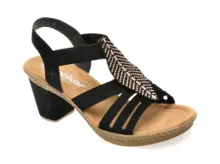 Sandale RIEKER negre, 66526, din piele ecologica imagine