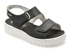 Sandale RIEKER negre, V1382, din piele naturala imagine