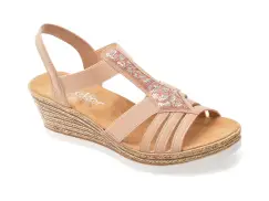 Sandale RIEKER roz, 61913, din piele ecologica imagine