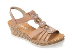 Sandale RIEKER roz, 619B2, din piele ecologica imagine