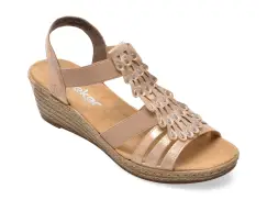 Sandale RIEKER roz, 62436, din piele ecologica imagine