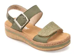 Sandale RIEKER verzi, V0951, din piele naturala imagine