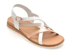 Sandale SKECHERS albe, 114709, din piele ecologica imagine