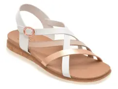 Sandale SKECHERS albe, 114709, din piele ecologica imagine